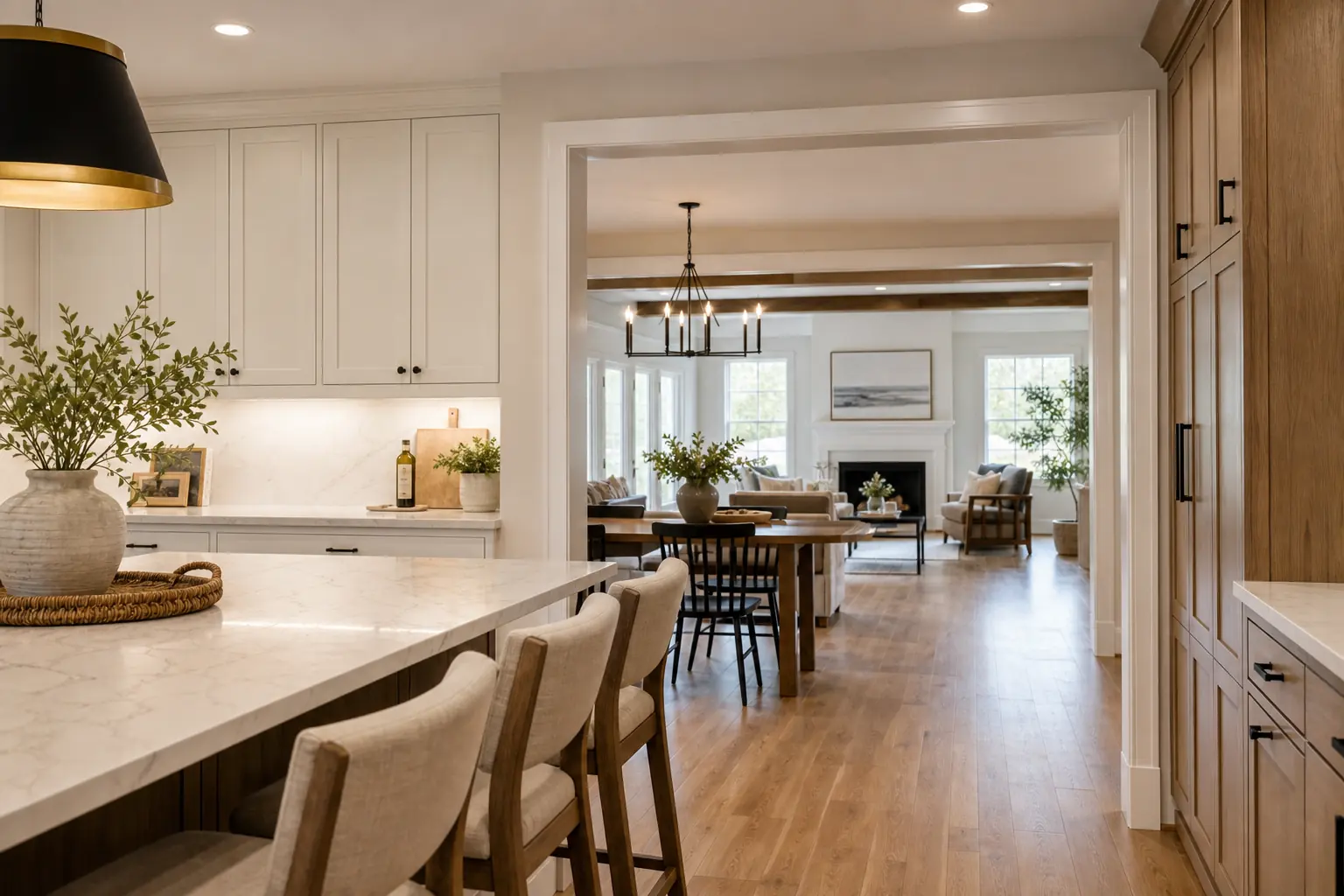 Bright open concept kitchen layout
