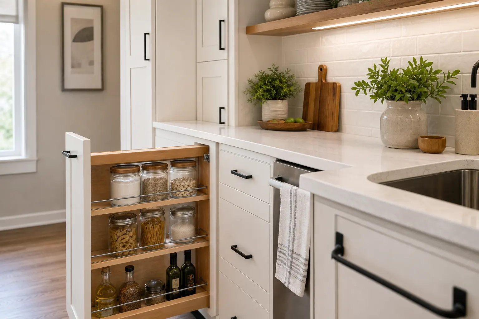 Smart pull-out pantry storage solution