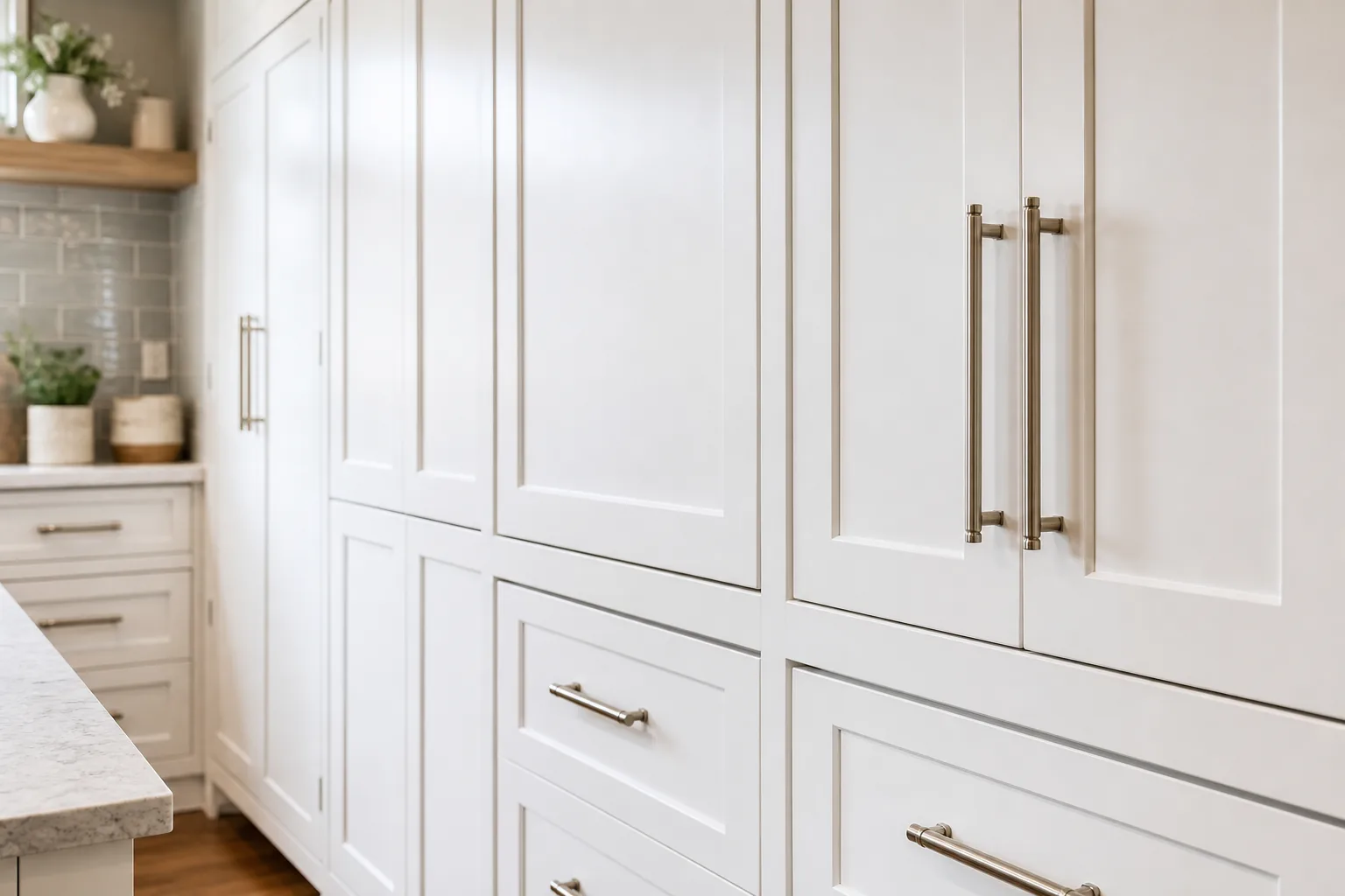 White shaker custom kitchen cabinetry