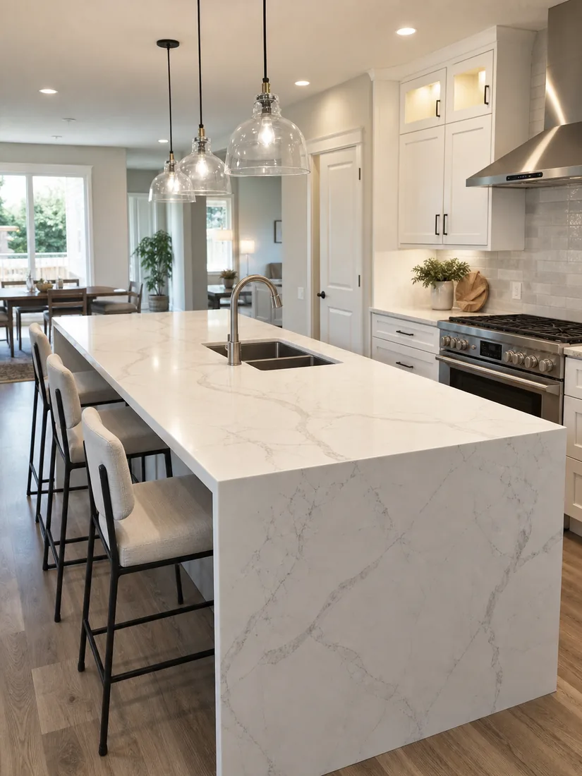 Quartz countertop upgrade in a newer Perrysburg Ohio kitchen